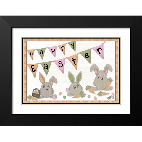 Happy Easter Black Modern Wood Framed Art Print with Double Matting by Dicks, Stephanie