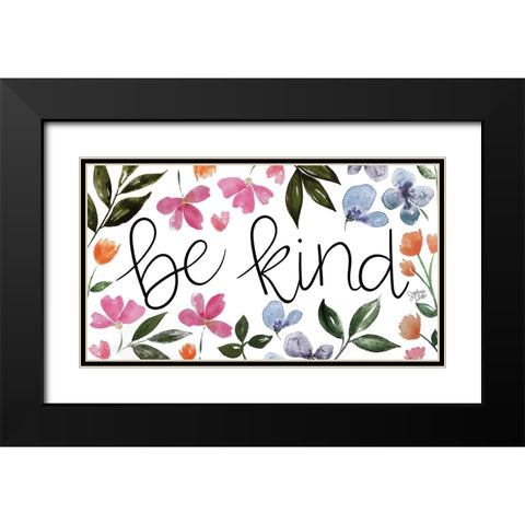 Be Kind Black Modern Wood Framed Art Print with Double Matting by Dicks, Stephanie
