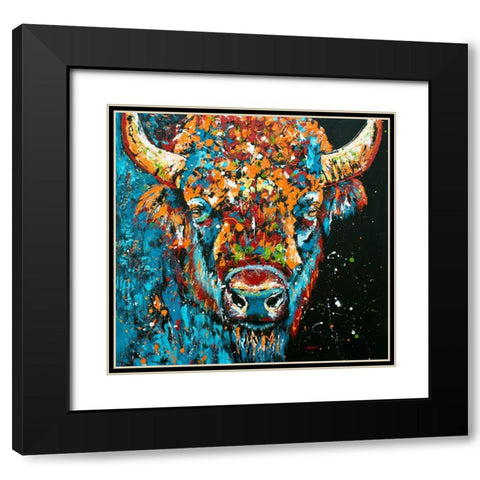 Bison Black Modern Wood Framed Art Print with Double Matting by Seeley, Jenn