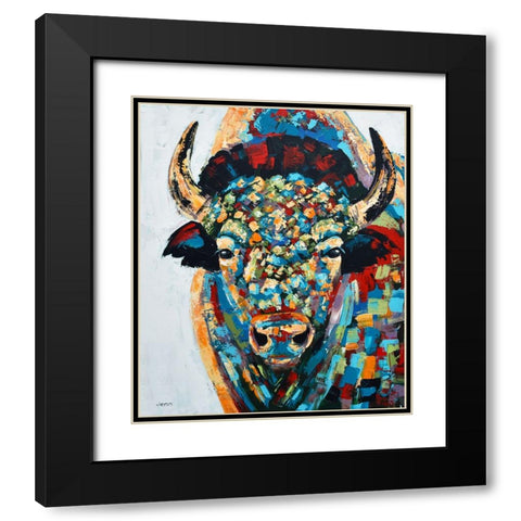 Bison No. 3 Black Modern Wood Framed Art Print with Double Matting by Seeley, Jenn