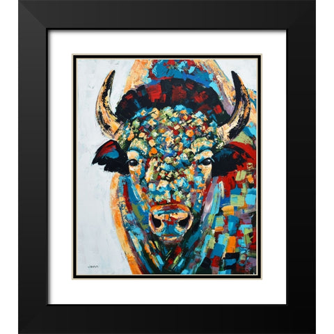 Bison No. 3 Black Modern Wood Framed Art Print with Double Matting by Seeley, Jenn