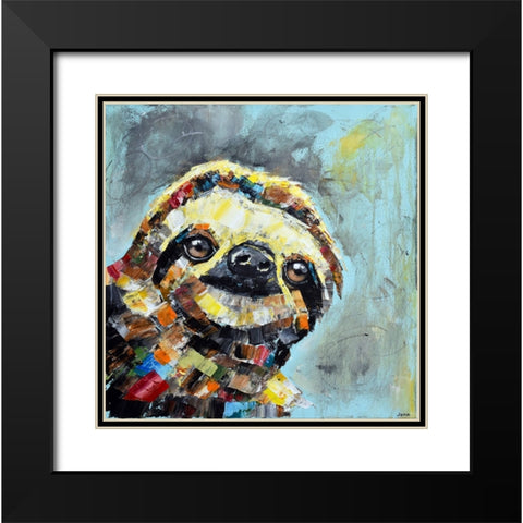 Sloth Black Modern Wood Framed Art Print with Double Matting by Seeley, Jenn