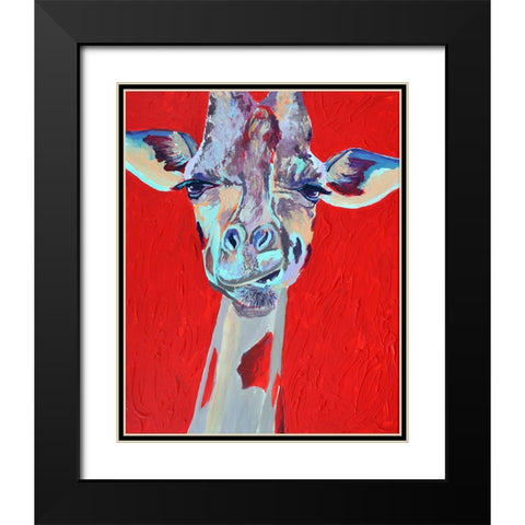 Grumpy Giraffe Black Modern Wood Framed Art Print with Double Matting by Seeley, Jenn