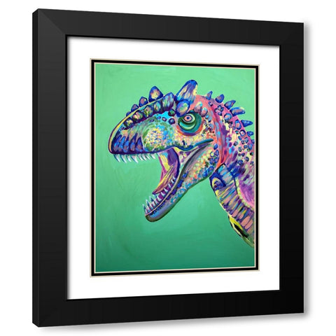 Green Dinosaur Black Modern Wood Framed Art Print with Double Matting by Seeley, Jenn