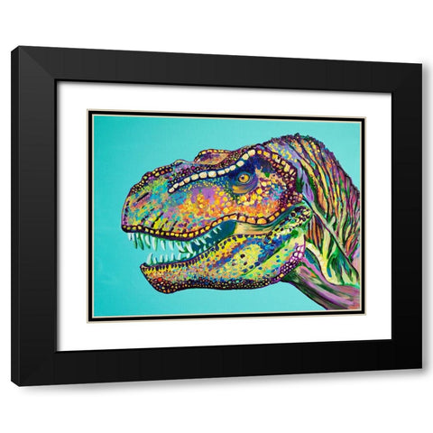 T-Rex Black Modern Wood Framed Art Print with Double Matting by Seeley, Jenn