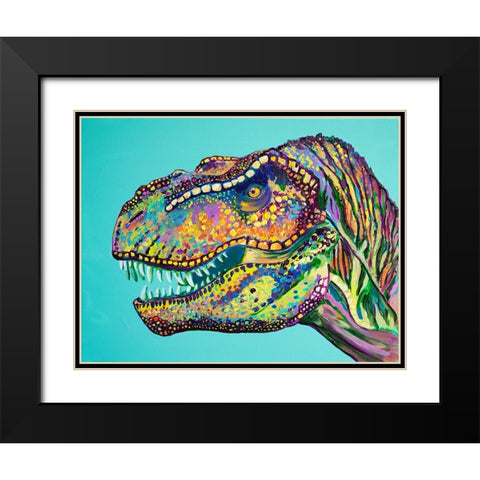 T-Rex Black Modern Wood Framed Art Print with Double Matting by Seeley, Jenn