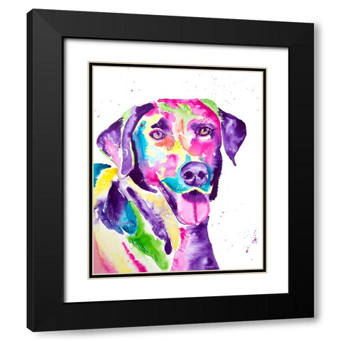 Colorful Black Lab Black Modern Wood Framed Art Print with Double Matting by Seeley, Jenn