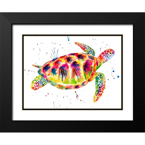 Sea Turtle Black Modern Wood Framed Art Print with Double Matting by Seeley, Jenn