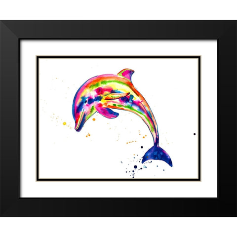 Dolphin Black Modern Wood Framed Art Print with Double Matting by Seeley, Jenn