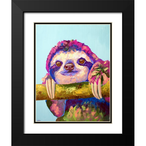 Sloth Black Modern Wood Framed Art Print with Double Matting by Seeley, Jenn