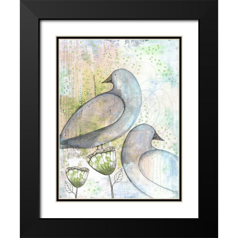Two Birds Black Modern Wood Framed Art Print with Double Matting by Ogren, Sarah