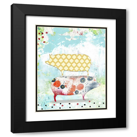 Totem Pigs Black Modern Wood Framed Art Print with Double Matting by Ogren, Sarah