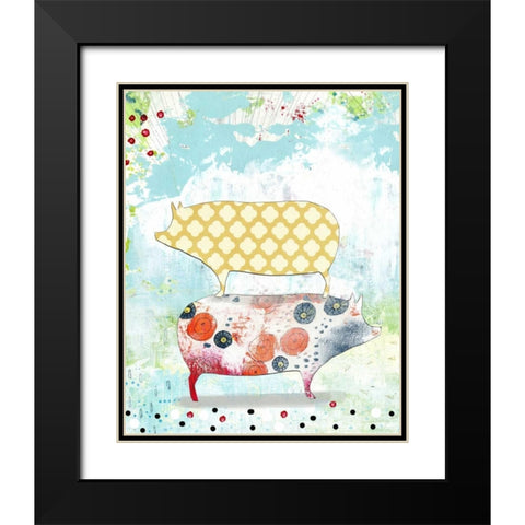 Totem Pigs Black Modern Wood Framed Art Print with Double Matting by Ogren, Sarah