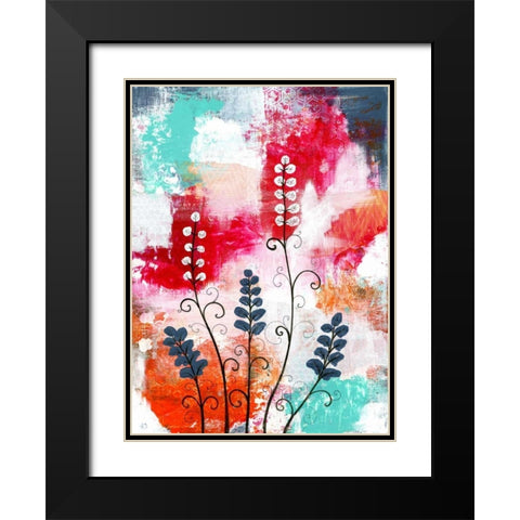 Bright Abstract with Flowers Black Modern Wood Framed Art Print with Double Matting by Ogren, Sarah