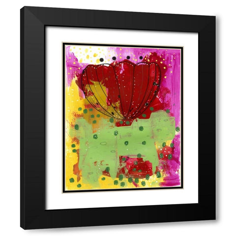 Red Flower Abstract Black Modern Wood Framed Art Print with Double Matting by Ogren, Sarah