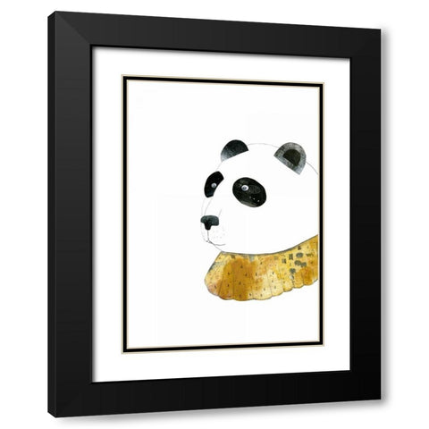 Panda with Gold Collar Black Modern Wood Framed Art Print with Double Matting by Ogren, Sarah
