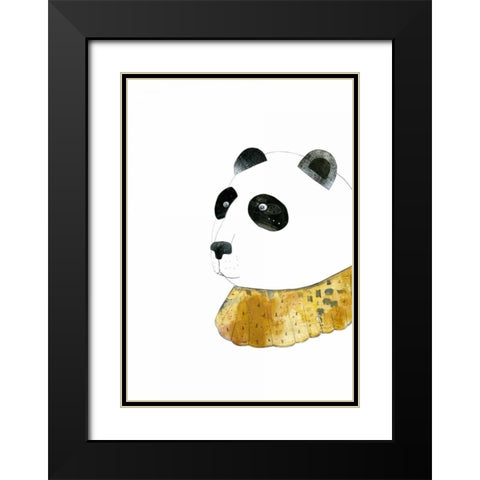 Panda with Gold Collar Black Modern Wood Framed Art Print with Double Matting by Ogren, Sarah