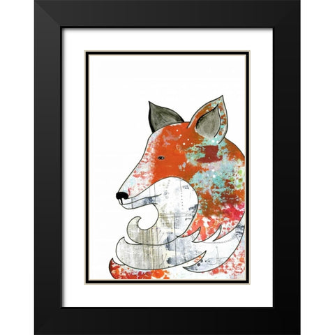 Fox Black Modern Wood Framed Art Print with Double Matting by Ogren, Sarah