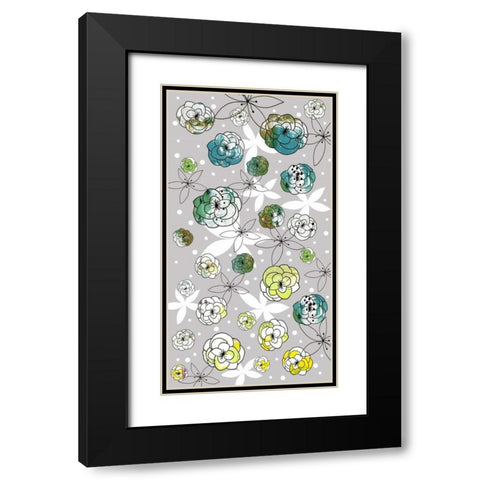 Grey Floral Black Modern Wood Framed Art Print with Double Matting by Ogren, Sarah