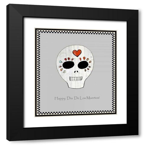 Sugar Skull Black Modern Wood Framed Art Print with Double Matting by Ogren, Sarah