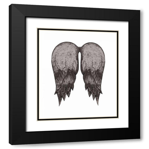 Black Angel Wings Black Modern Wood Framed Art Print with Double Matting by Ogren, Sarah