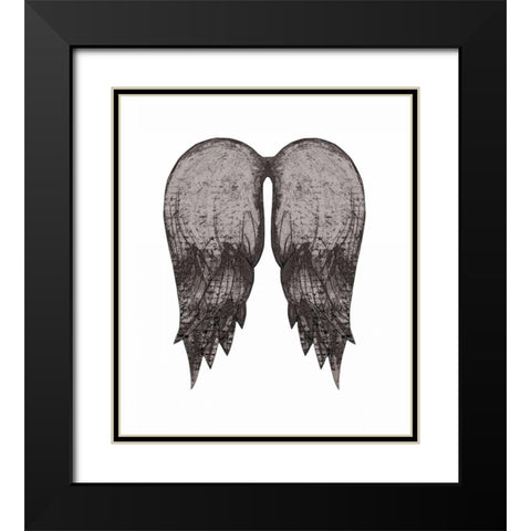 Black Angel Wings Black Modern Wood Framed Art Print with Double Matting by Ogren, Sarah