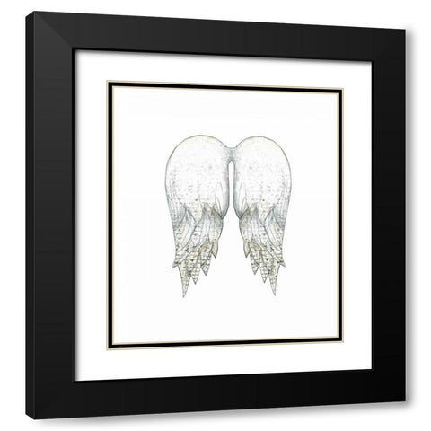 White Angel Wings Black Modern Wood Framed Art Print with Double Matting by Ogren, Sarah