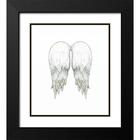 White Angel Wings Black Modern Wood Framed Art Print with Double Matting by Ogren, Sarah