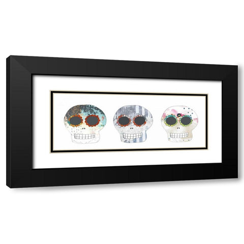 Three Sugar Skulls Black Modern Wood Framed Art Print with Double Matting by Ogren, Sarah