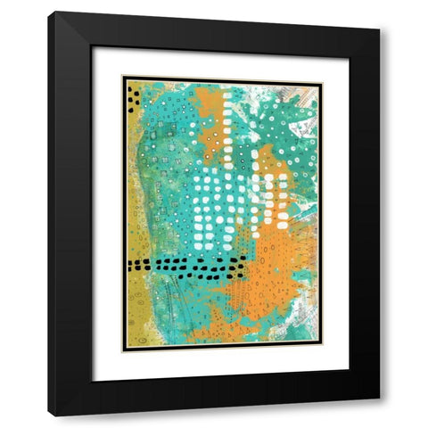 Orange and Green Abstract Black Modern Wood Framed Art Print with Double Matting by Ogren, Sarah