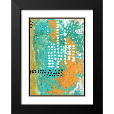 Orange and Green Abstract Black Modern Wood Framed Art Print with Double Matting by Ogren, Sarah