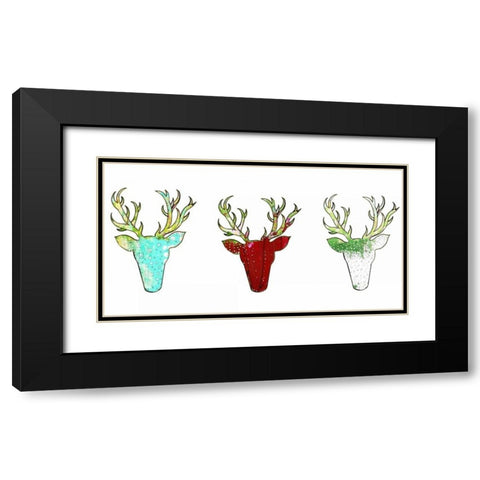 Three Deer Heads Black Modern Wood Framed Art Print with Double Matting by Ogren, Sarah