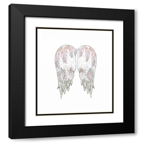 Wings with Pink Feathers Black Modern Wood Framed Art Print with Double Matting by Ogren, Sarah