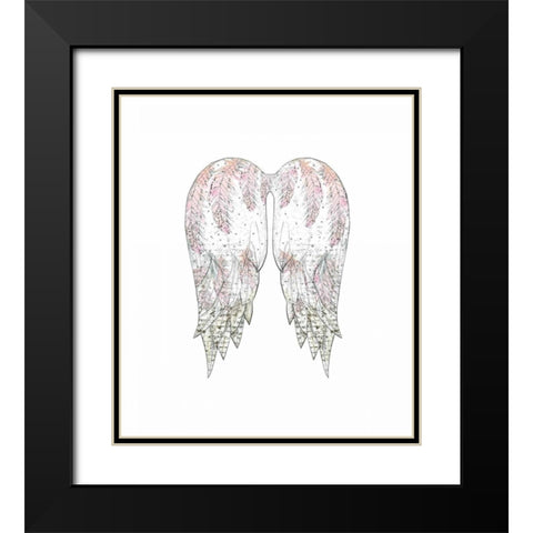 Wings with Pink Feathers Black Modern Wood Framed Art Print with Double Matting by Ogren, Sarah