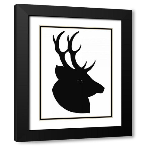 Deer Silhouette Black Modern Wood Framed Art Print with Double Matting by Ogren, Sarah