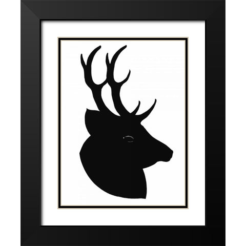 Deer Silhouette Black Modern Wood Framed Art Print with Double Matting by Ogren, Sarah