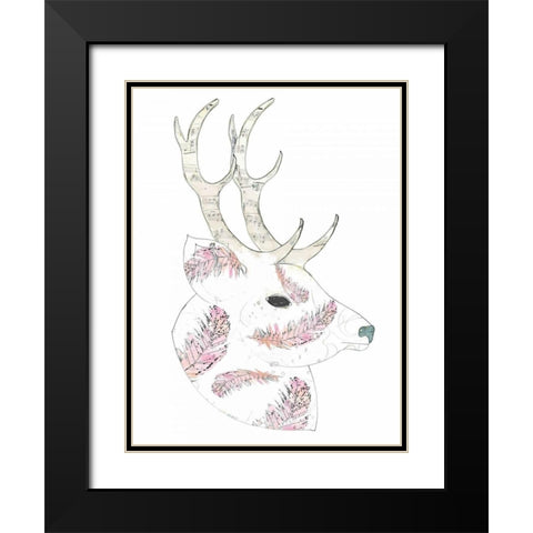 Feather Deer Black Modern Wood Framed Art Print with Double Matting by Ogren, Sarah
