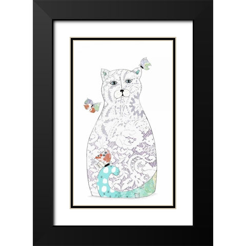 Lace Cat Black Modern Wood Framed Art Print with Double Matting by Ogren, Sarah