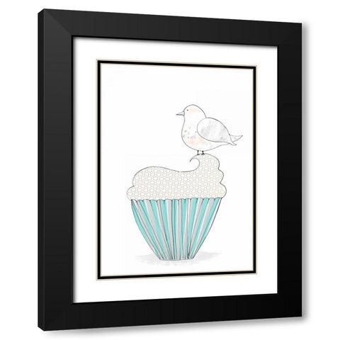 Bird on a Cupcake Black Modern Wood Framed Art Print with Double Matting by Ogren, Sarah