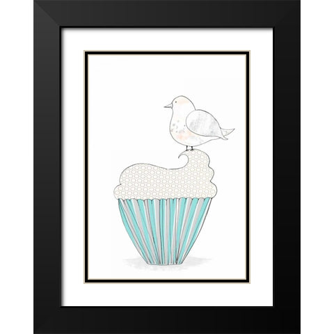 Bird on a Cupcake Black Modern Wood Framed Art Print with Double Matting by Ogren, Sarah