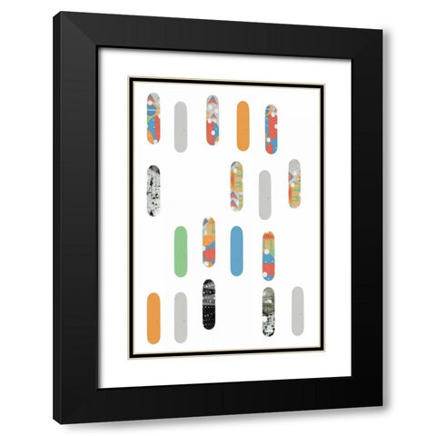 Skateboards Black Modern Wood Framed Art Print with Double Matting by Ogren, Sarah