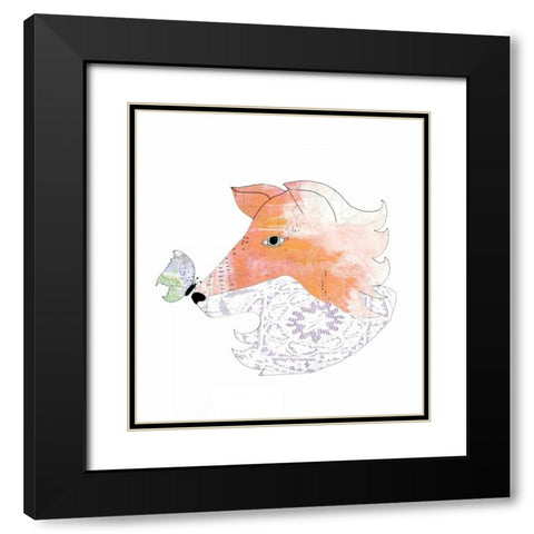 Lace Fox Black Modern Wood Framed Art Print with Double Matting by Ogren, Sarah
