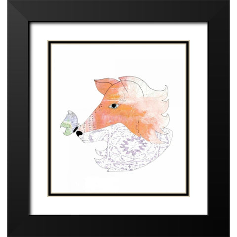 Lace Fox Black Modern Wood Framed Art Print with Double Matting by Ogren, Sarah