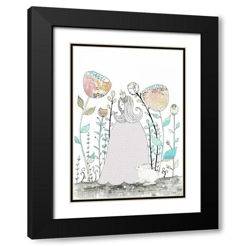Princess and the Rabbit Black Modern Wood Framed Art Print with Double Matting by Ogren, Sarah