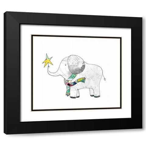 Elephant in a Scarf Black Modern Wood Framed Art Print with Double Matting by Ogren, Sarah