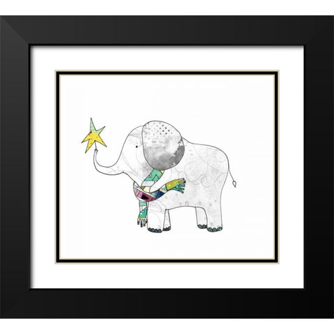 Elephant in a Scarf Black Modern Wood Framed Art Print with Double Matting by Ogren, Sarah