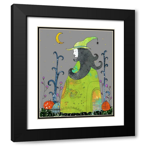 Witch in a Green Dress Black Modern Wood Framed Art Print with Double Matting by Ogren, Sarah