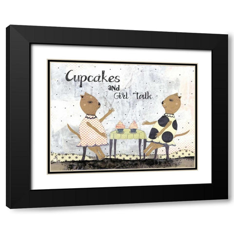 Cupcakes and Girl Talk Black Modern Wood Framed Art Print with Double Matting by Ogren, Sarah