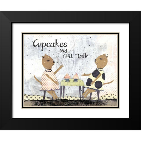 Cupcakes and Girl Talk Black Modern Wood Framed Art Print with Double Matting by Ogren, Sarah