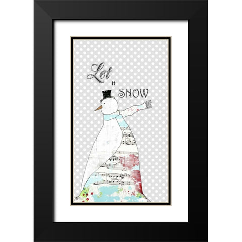 Long Scarf Snowman Black Modern Wood Framed Art Print with Double Matting by Ogren, Sarah